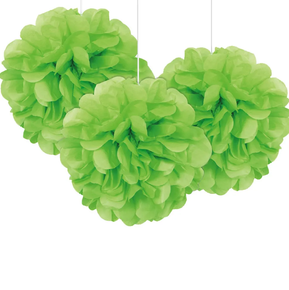 SALE Pompom / Blume aus Papier, Raumdeko zum Aufhängen, Größe: ca. 22 cm, 3 Stück, Farbe: Grün