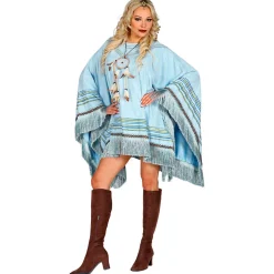 SALE Poncho Hippie Deluxe, hellblau