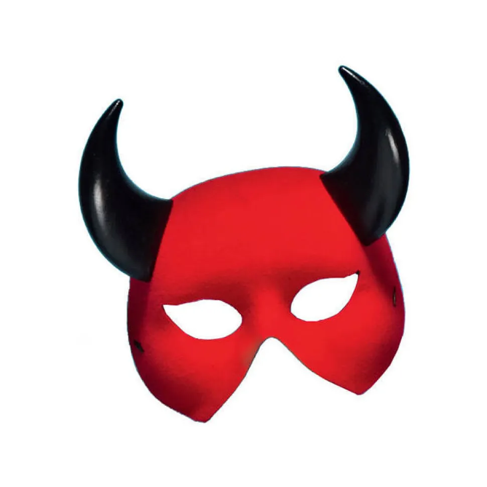 SALE Qualitäts-Maske Teufel, rot; schwarze Hörner