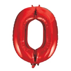 SALE Riesiger Folienballon Zahl 0, Premiumqualität, Höhe: ca. 86 cm, Farbe: Rot