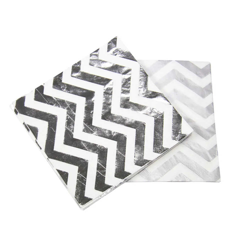 SALE Servietten Metallic Silber glanz, 33cm, 20 St.