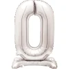 SALE Stehender Folienballon Große Zahl 0, silber, 76cm