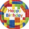 SALE Teller Happy Birthday aus Pappe, Kindergeburtstag, Spielbausteine, Größe ca. 23 cm, 8 Stück