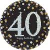 SALE Teller Happy-Birthday / Herzlichen Glückwunsch Sparkling 40, Ø 23 cm 8 Stk.