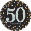 SALE Teller Happy-Birthday / Herzlichen Glückwunsch Sparkling 50, Ø 23 cm 8 Stk.
