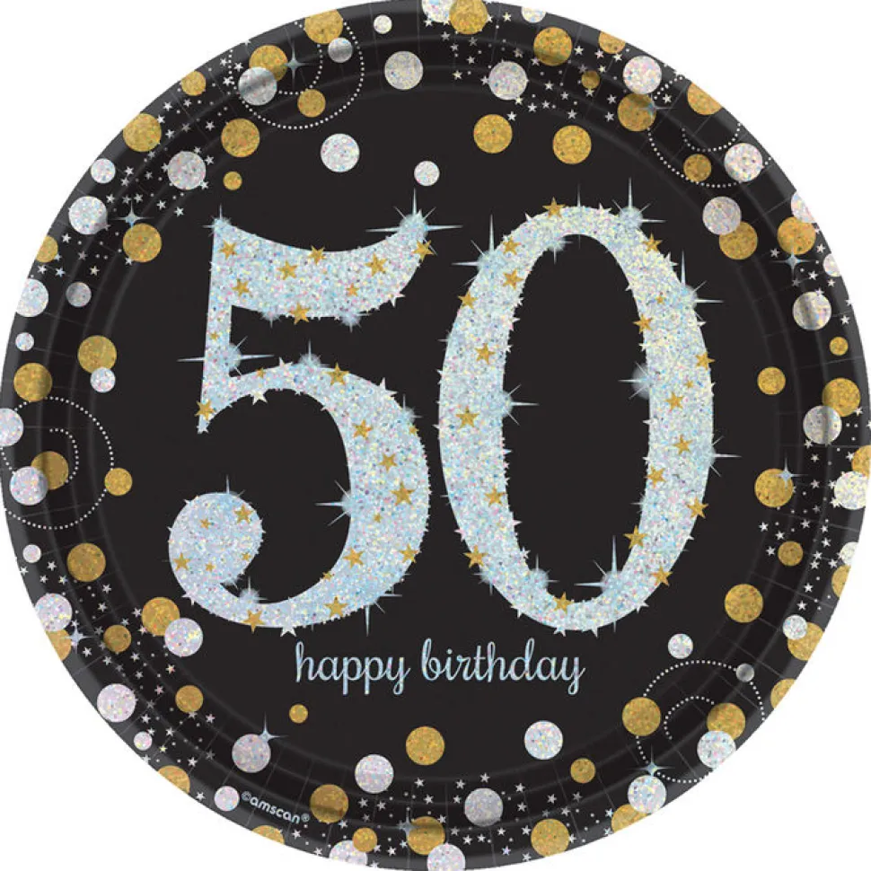 SALE Teller Happy-Birthday / Herzlichen Glückwunsch Sparkling 50, Ø 23 cm 8 Stk.
