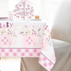 SALE Tischdecke Babyparty rosa Elefant, 137x213 cm