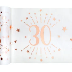 SALE Tischläufer Happy Birthday 30, weiß-rosé-gold, 30cm x 5m