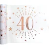 SALE Tischläufer Happy Birthday 40, weiß-rosé-gold, 30cm x 5m