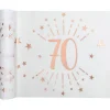 SALE Tischläufer Happy Birthday 70, weiß-rosé-gold, 30cm x 5m
