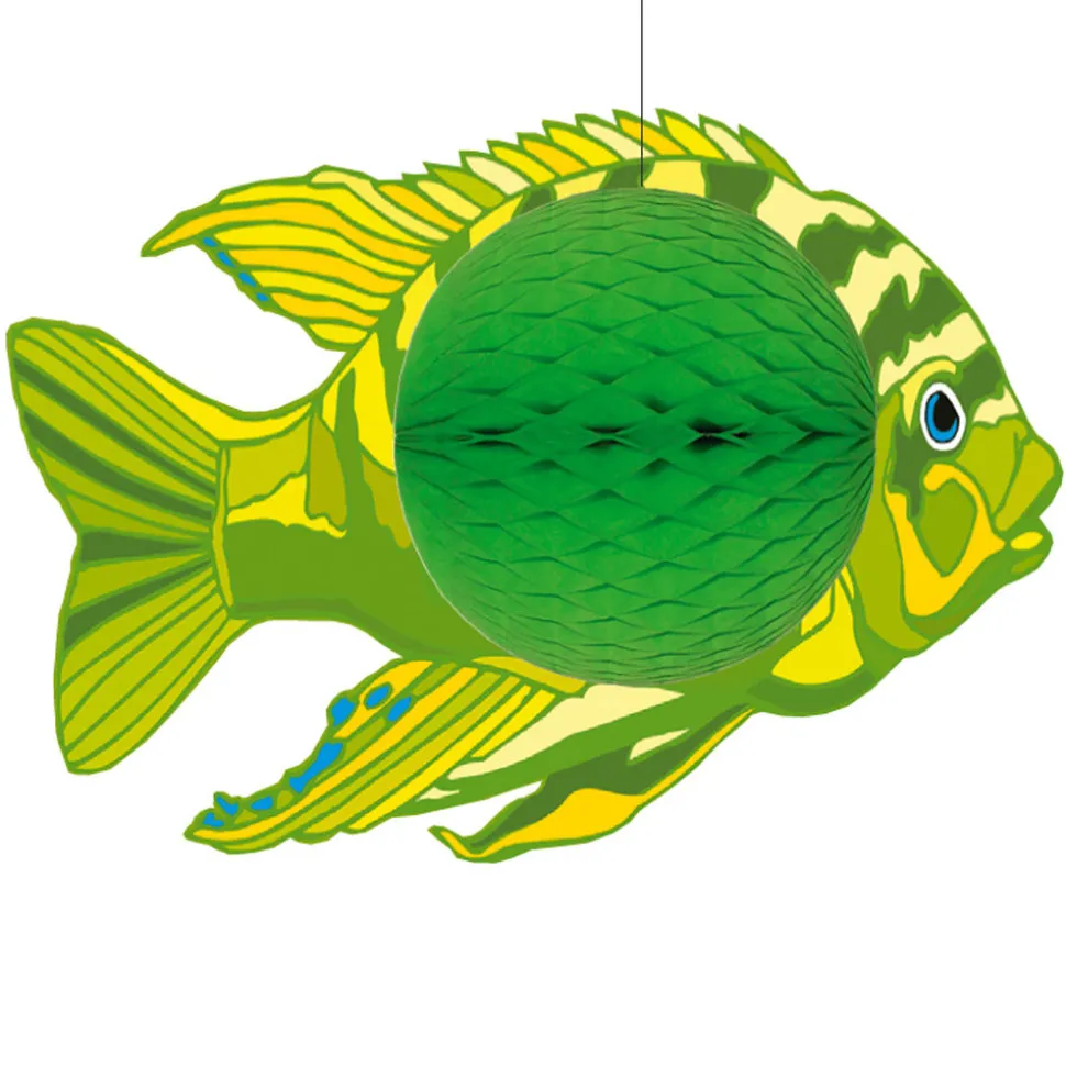 SALE Wabenball grüner Fisch, 28 x 40 cm, schwer entflammbar