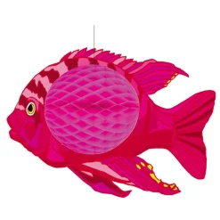 SALE Wabenball pinker Fisch, 28 x 40 cm, schwer entflammbar