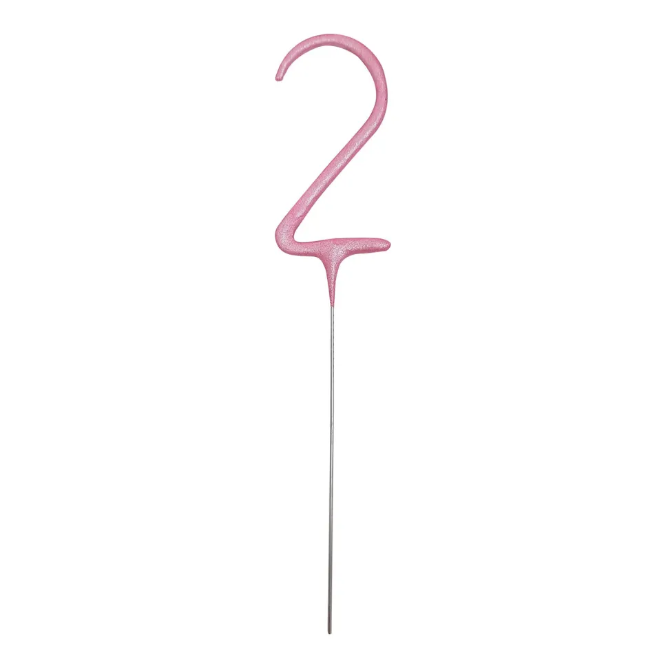 SALE Wunderkerze Zahl 2, ca. 18cm, Rosa