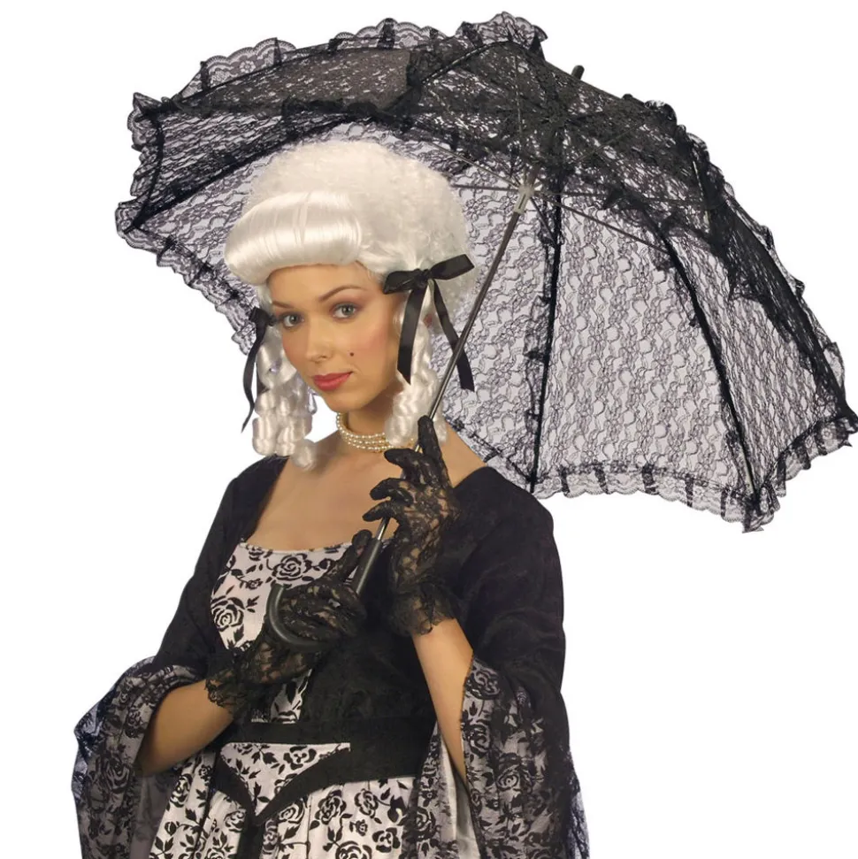 Schirm aus Spitze, schwarz, ø 83 cm