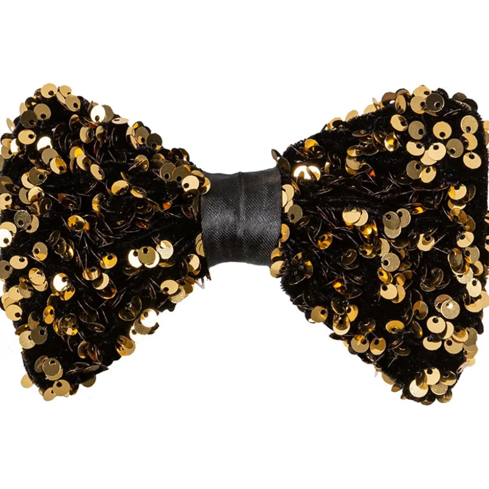 Schleife - Fliege mit Pailletten, gold