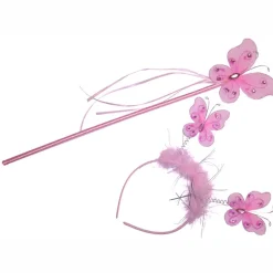 Schmetterling-Set, Haarreif & Feenstab, pink