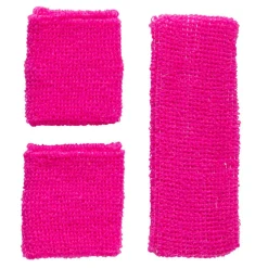 Schweißbänder mit Stirnband, Frottee, pink