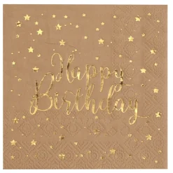 Serviette Happy Birthday, Kraft, 25 x 25 cm, 20 Stück