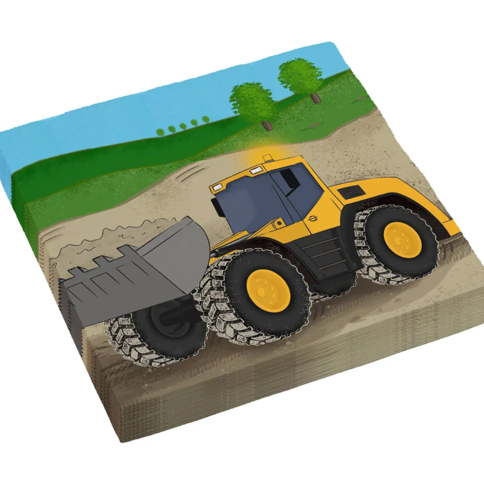 Servietten Construction Party, Bagger, 33 x 33 cm, 16 Stück