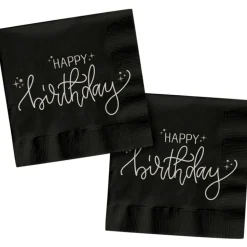 Servietten Crème Noir, Happy Birthday, 33 x 33 cm, 20 Stück