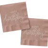 Servietten Crème Rose, Happy Birthday, 33 x 33 cm, 20 Stück