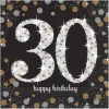 Servietten Happy-Birthday / Herzlichen Glückwunsch Sparkling 30, 33cm 16 Stück
