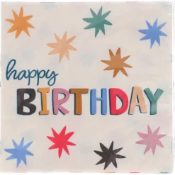 Servietten Starburst, 33 x 33 cm, 20 Stück, Happy Birthday