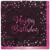 Servietten Starlight Birthday, schwarz-pink, 33 x 33 cm, 16 Stück, Happy Birthday
