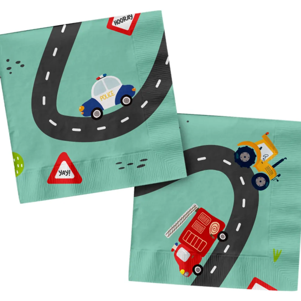 Servietten Wacky Wheels / Fahrzeuge, 33 x 33 cm, 20 Stück