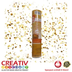 SPARPACK! Konfetti-Shooter Gold-Flitter 20cm 6Stk