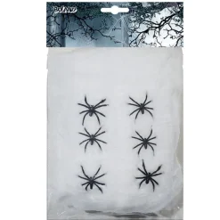 Spinnweben / Spinnennetz mit 6 Spinnen, 100 g, weiß GROßPACKUNG