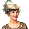Stirnband 20er Deluxe, elastisches Band mit Schmuck und Pfauenfeder