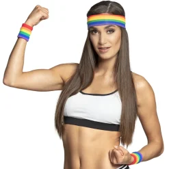 Stirnband und Schweißband, regenbogenfarben