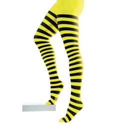 Strumpfhose gestreift, schwarz-gelb, Einheitsgröße