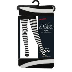 Strumpfhose gestreift, s/w, Einheitsgröße