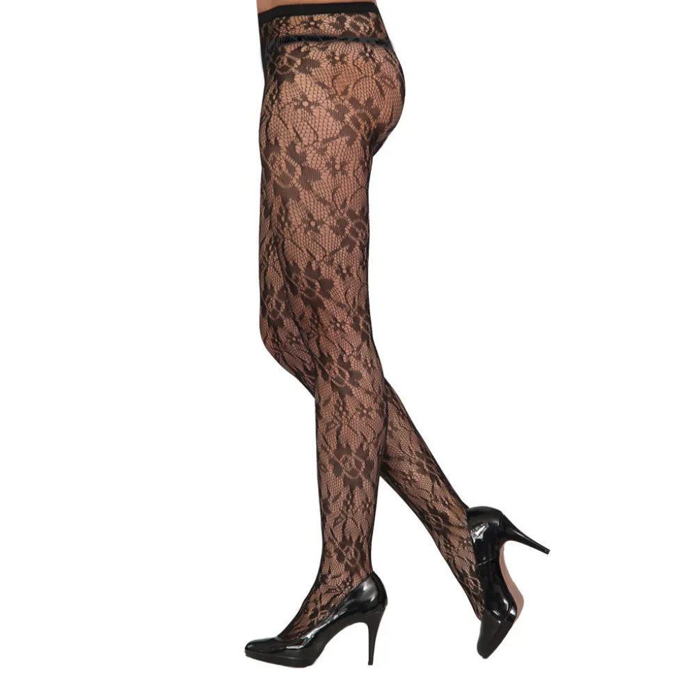 Strumpfhose mit Spitze, schwarz, Größe S-M