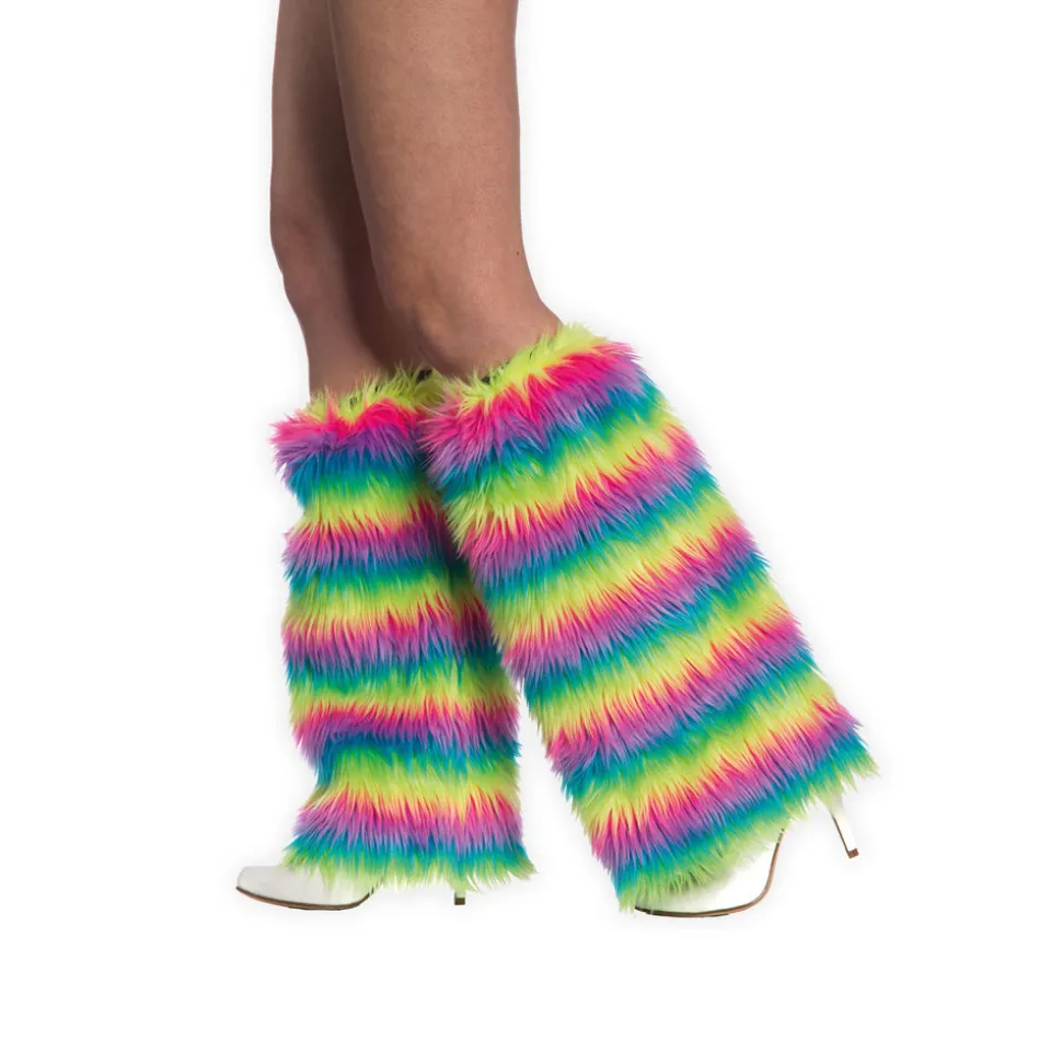 Stulpen Beinwärmer Neon Regenbogen
