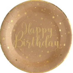 Teller Happy Birthday, Kraft, Ø 22.5 cm, 10 Stück