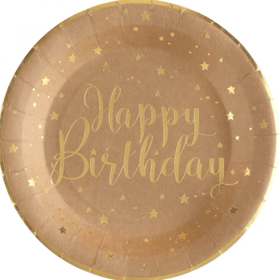 Teller Happy Birthday, Kraft, Ø 22.5 cm, 10 Stück