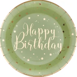 Teller Happy Birthday, Olivgrün, Ø 22.5 cm, 10 Stück