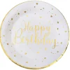 Teller Happy Birthday, Weiss, Ø 22.5 cm, 10 Stück