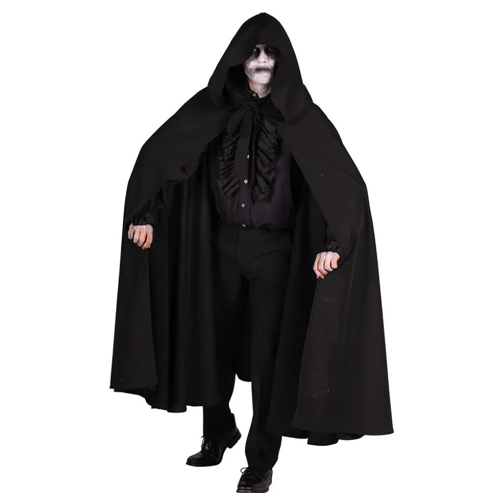 Umhang Dark Raven mit Kapuze, schwarz, Einheitsgröße