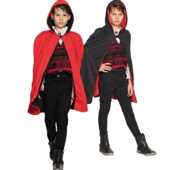 Umhang mit Kapuze für Kinder, schwarz/rot, 115cm