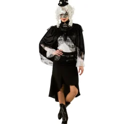 Umhang Steampunk mit Rüschen, schwarz, Einheitsgröße