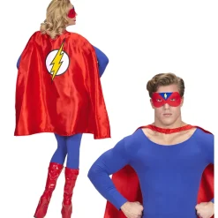Unisex-Kostüm Superheld, Umhang und Augenmaske