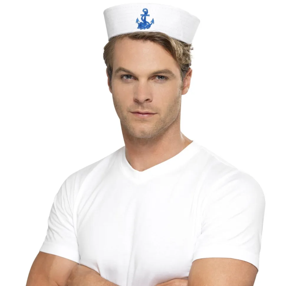 US-Matrosenmütze Doughboy, weiß / blau, mit Anker