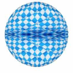 Wabenball Bavaria Raute, ca. 30 cm, Bayrische Dekoration, Bayrisches Fest, Blau-Weiß, schwer entflammbar