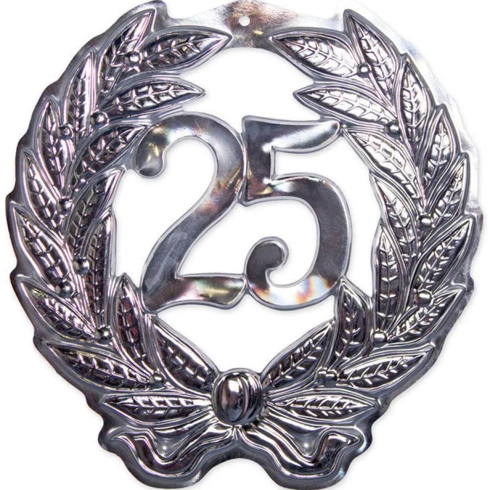 Wand-Deko Jubiläumszahl 25, silber