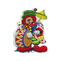 Wand-Deko Karnevals-Clown mit Trommel, ca. 60cm