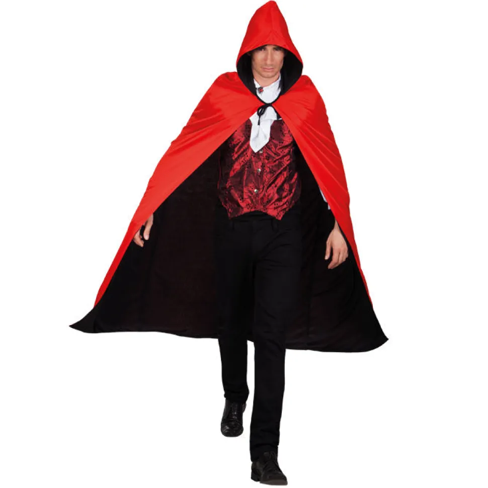 Wende-Umhang Twilight, schwarz-rot, 170 cm